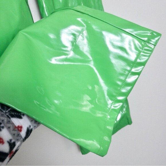 NWT Nocturne Pleather Vinyl Wide Leg Pants 36 Green S Palazzo High Waisted - Picture 7 of 11